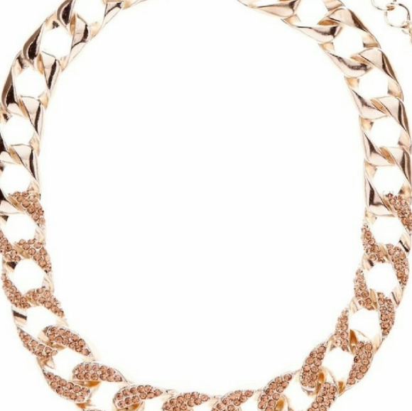 SOLD‼️Cubin Link Champagne Pave Chain Necklace - Picture 3 of 5